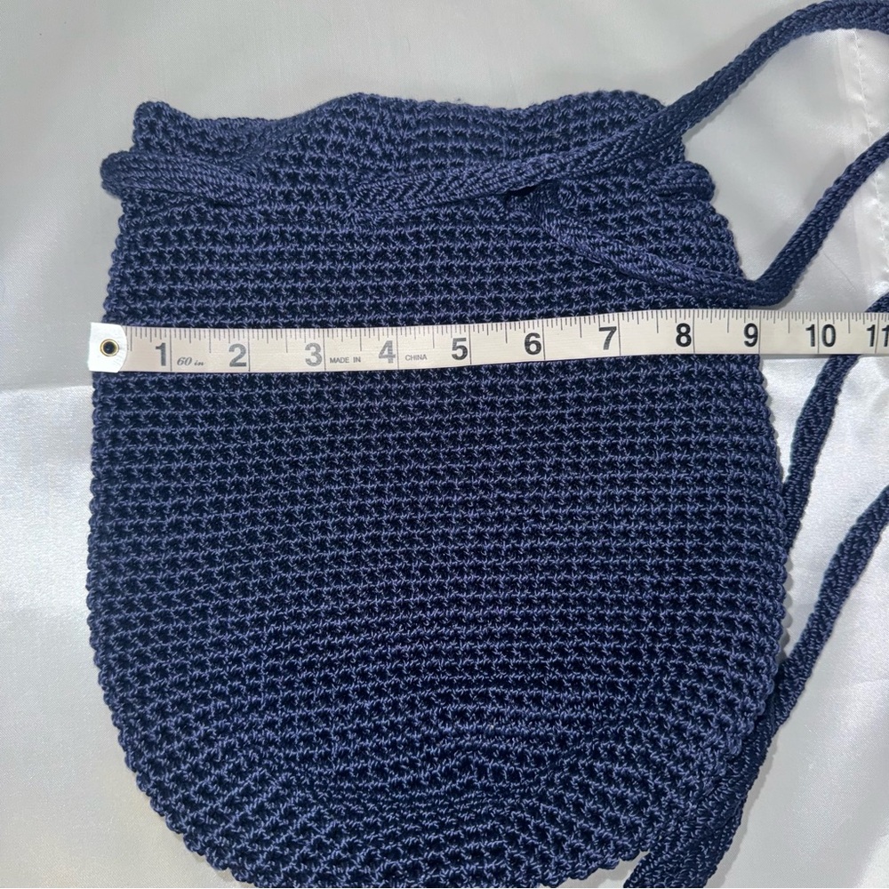 The Sak Knit Pouch or Crocheted Navy Blue Backpack snap closure - Picture 12 of 13